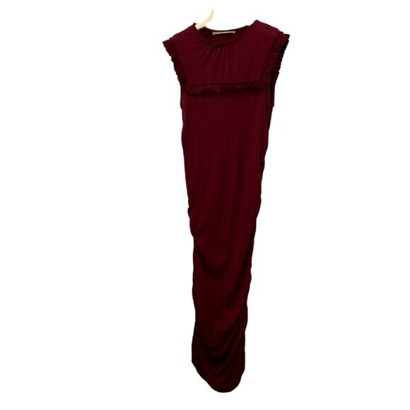 susana monaco wine ruched sides jersey knit Fall Color maxi dress L - Picture 1 of 4
